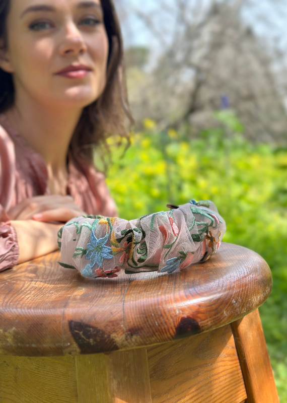 Viola Headband, Floral Nude