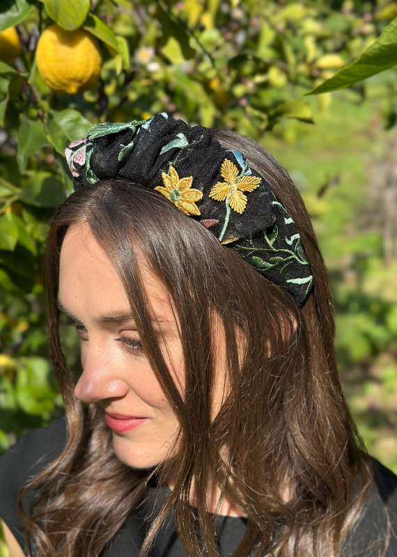 Viola Headband, Floral Black