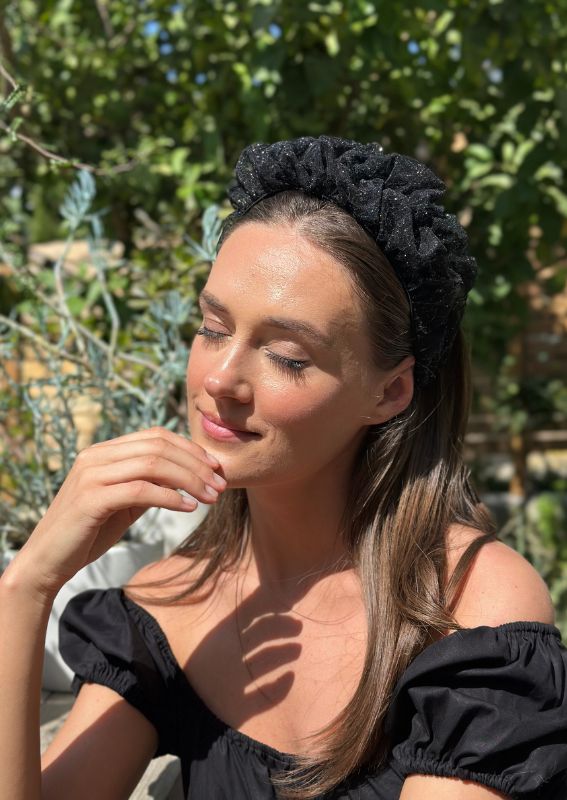 Medium Renee Headband, Crystal Black