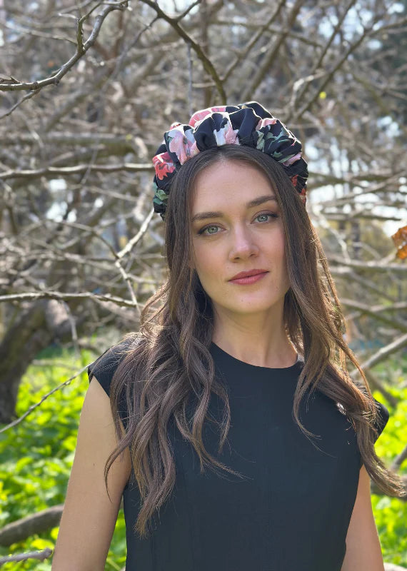 Wide Nemesis Headband, Floral Black