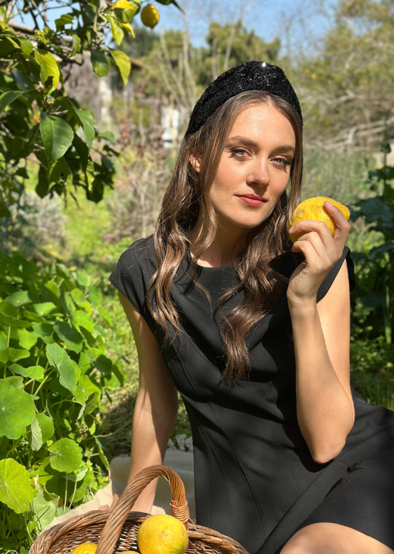 Medium Zoe Headband, Black Sequins