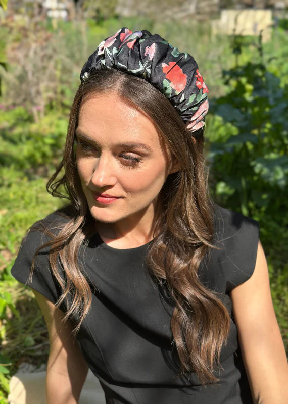Medium Mila Headband,Black Floral