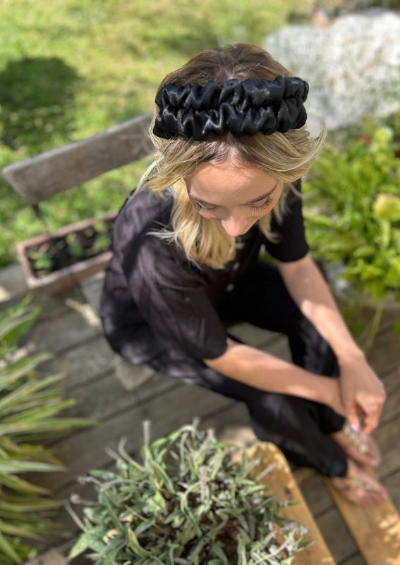 Petite Renee Headband, Black Organza