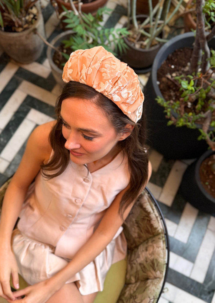 Viola Wide Velvet Headband – Nude