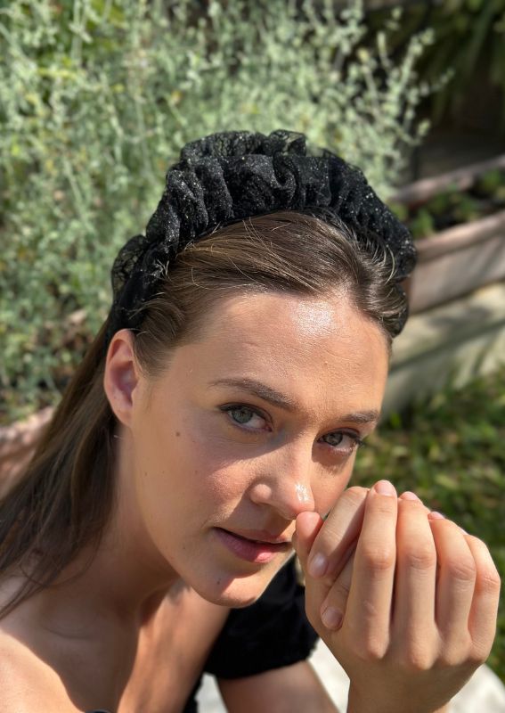 Renee Headband, Black organza