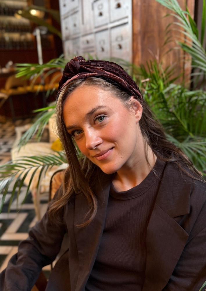 Maya Tie Headband – Chocolate Brown