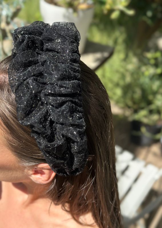 Medium Renee Headband, Crystal Black