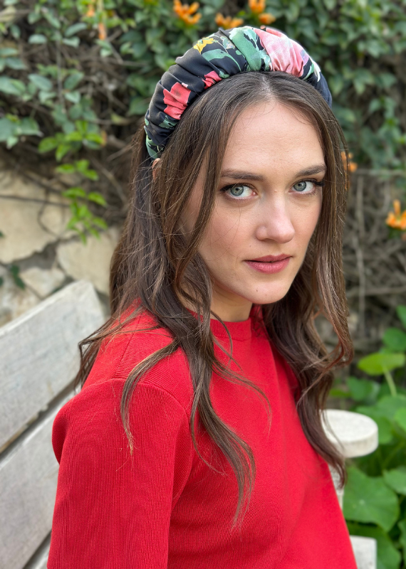 Mila Headband,Black Floral
