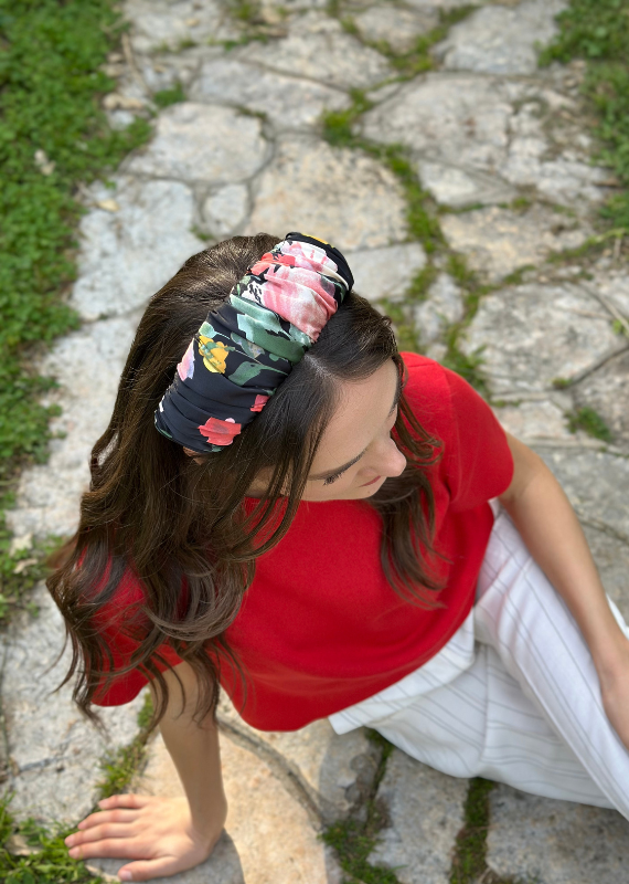 Mila Headband,Black Floral