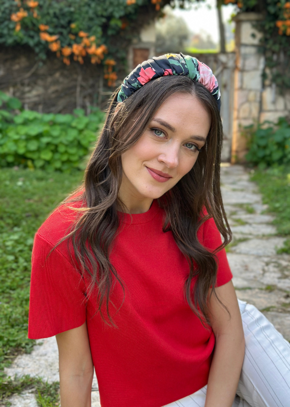 Mila Headband,Black Floral