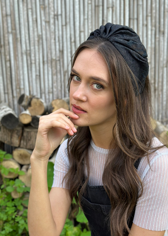 Celine Headband, Black Denim