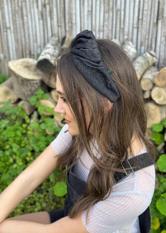 Celine Headband, Black Denim