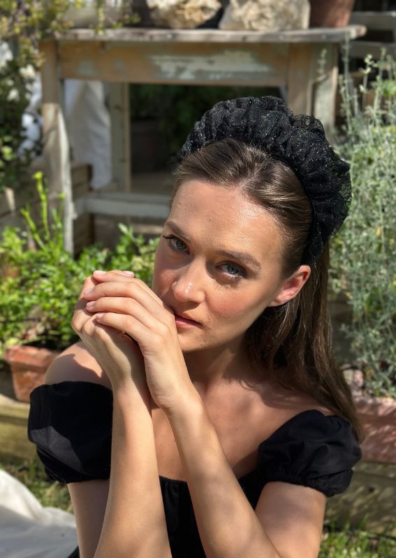 Renee Headband, Black organza