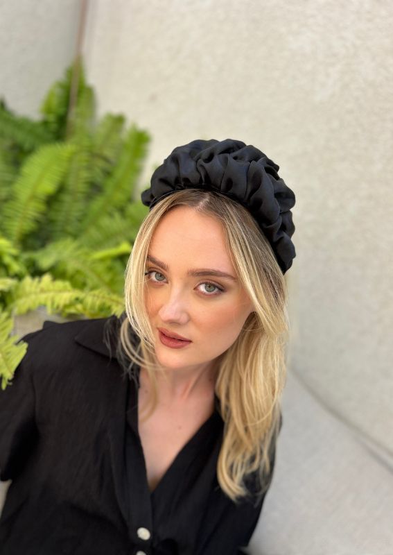 Medium Renee Headband, Black Organza