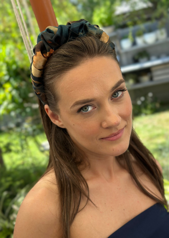 Nemesis Headband, Turquoise Print