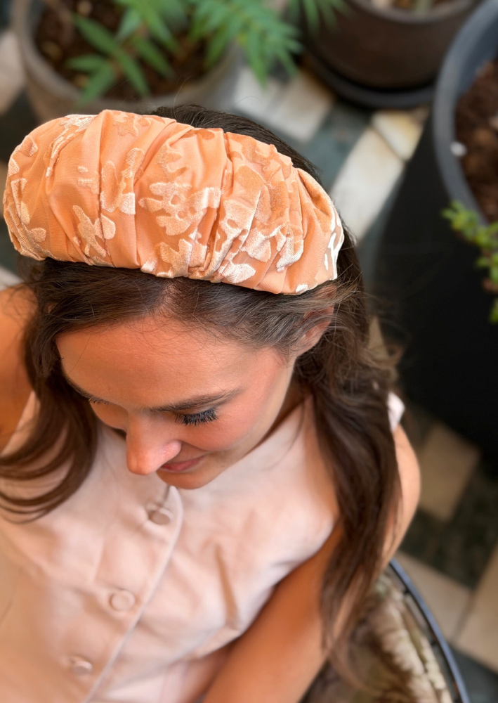 Viola Wide Velvet Headband – Nude