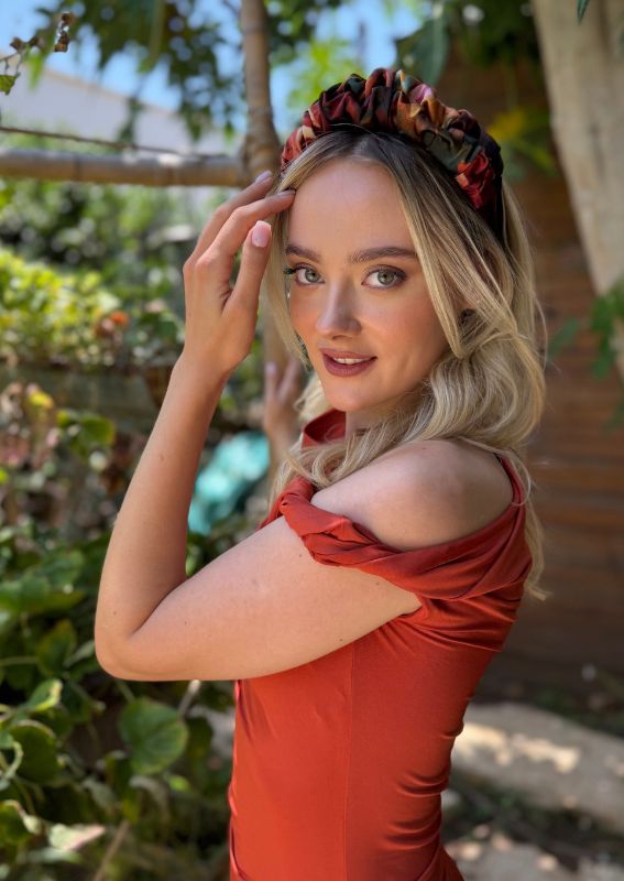 Petite Nemesis Headband, Orange Print
