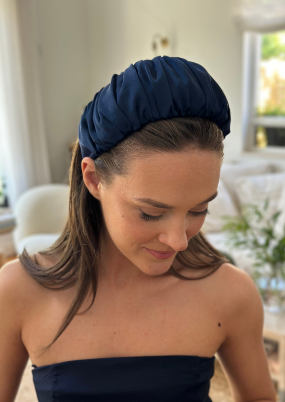 Wide Mila Headband, Navy Blue