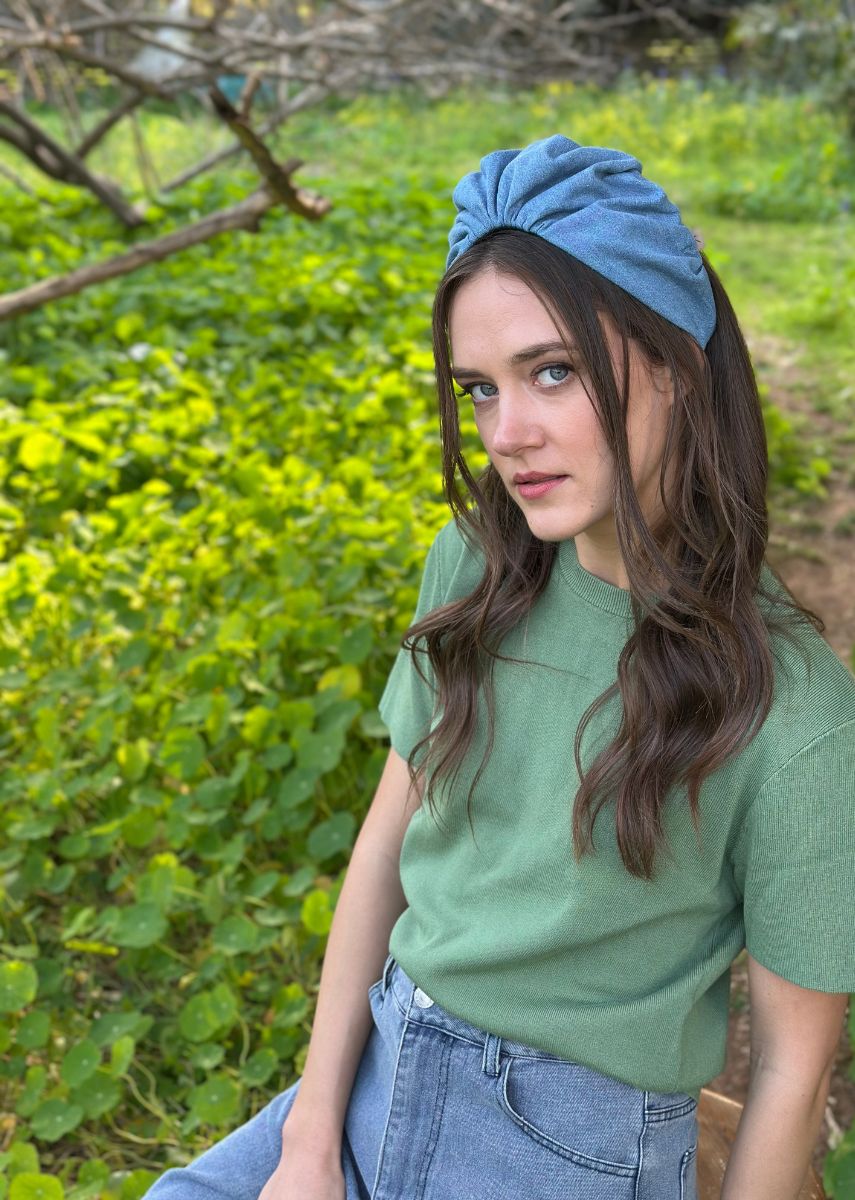 Wide Celine Headband,Denim