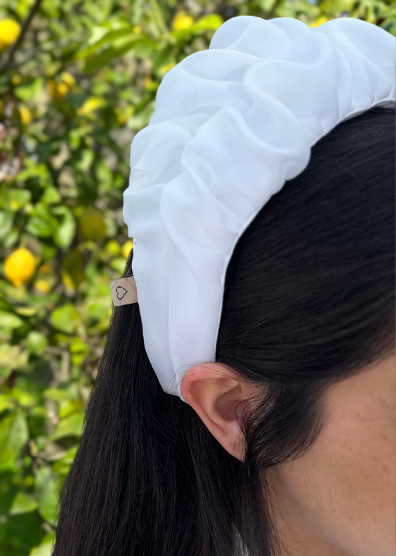 Medium Renee Headband, white pearl