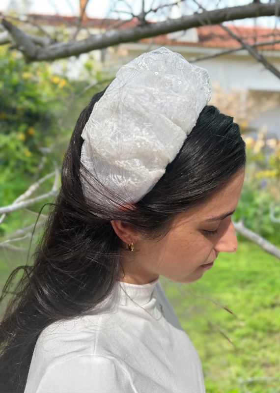 Wide Viola Headband, white floral