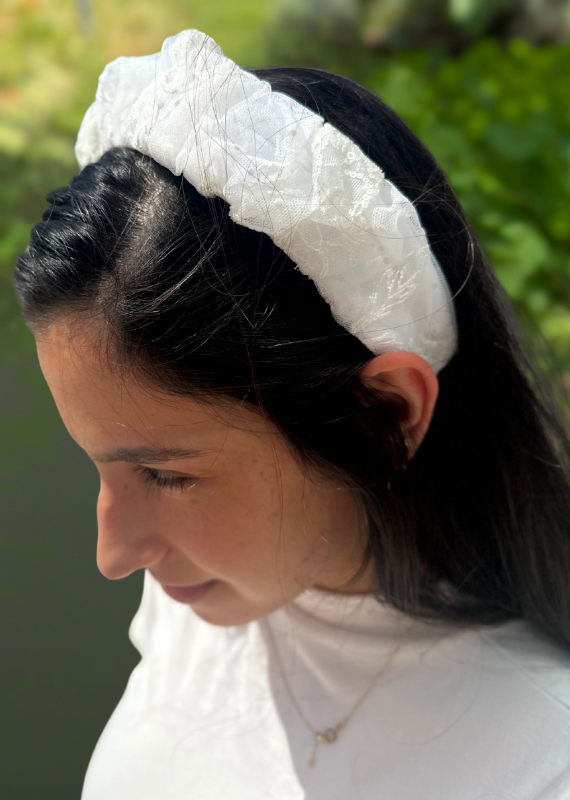 Viola headband, white floral