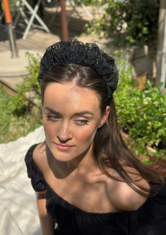 Renee Headband, Black organza