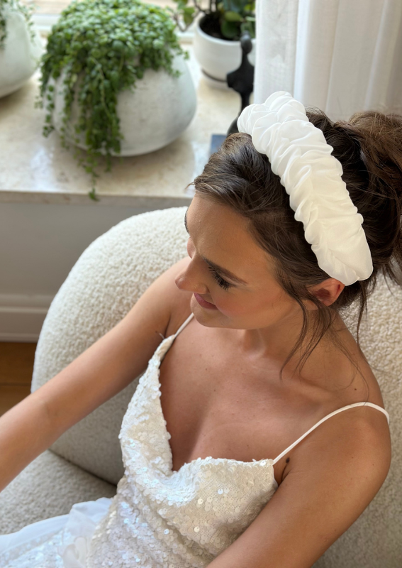 Petite Renee Headband, White Organza