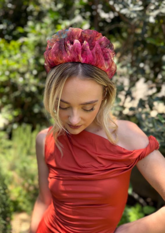 Medium Renee Headband, Orange Print