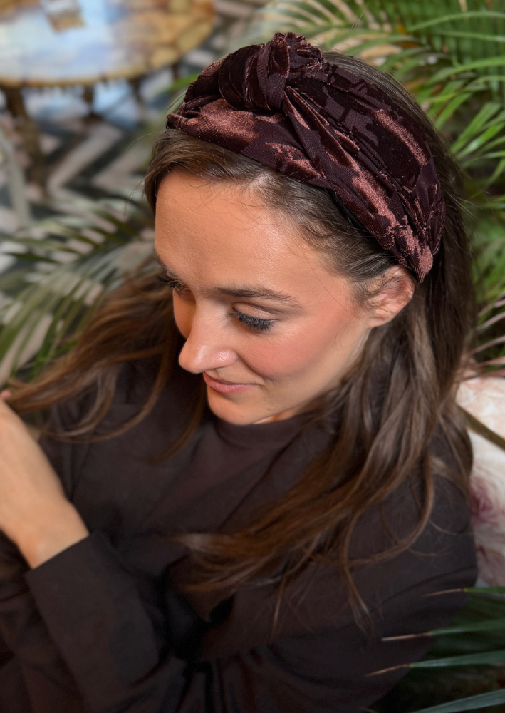 Maya Tie Headband – Chocolate Brown