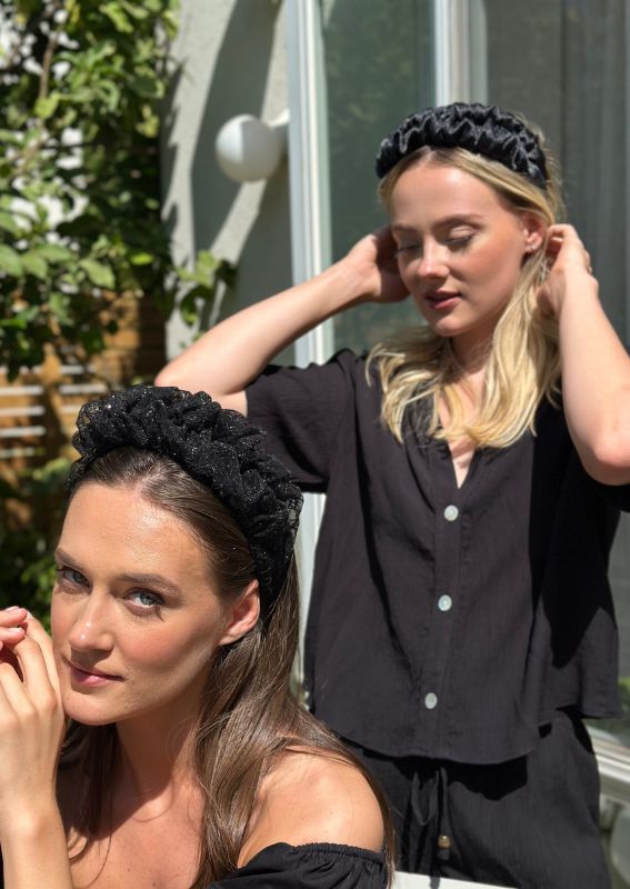 Renee Headband, Black organza