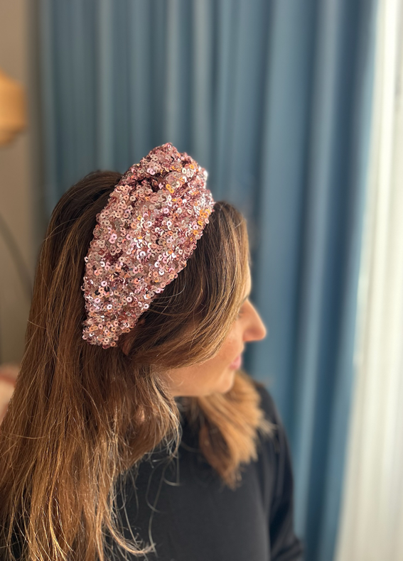 Medium Zoe Headband, Pink Sequins