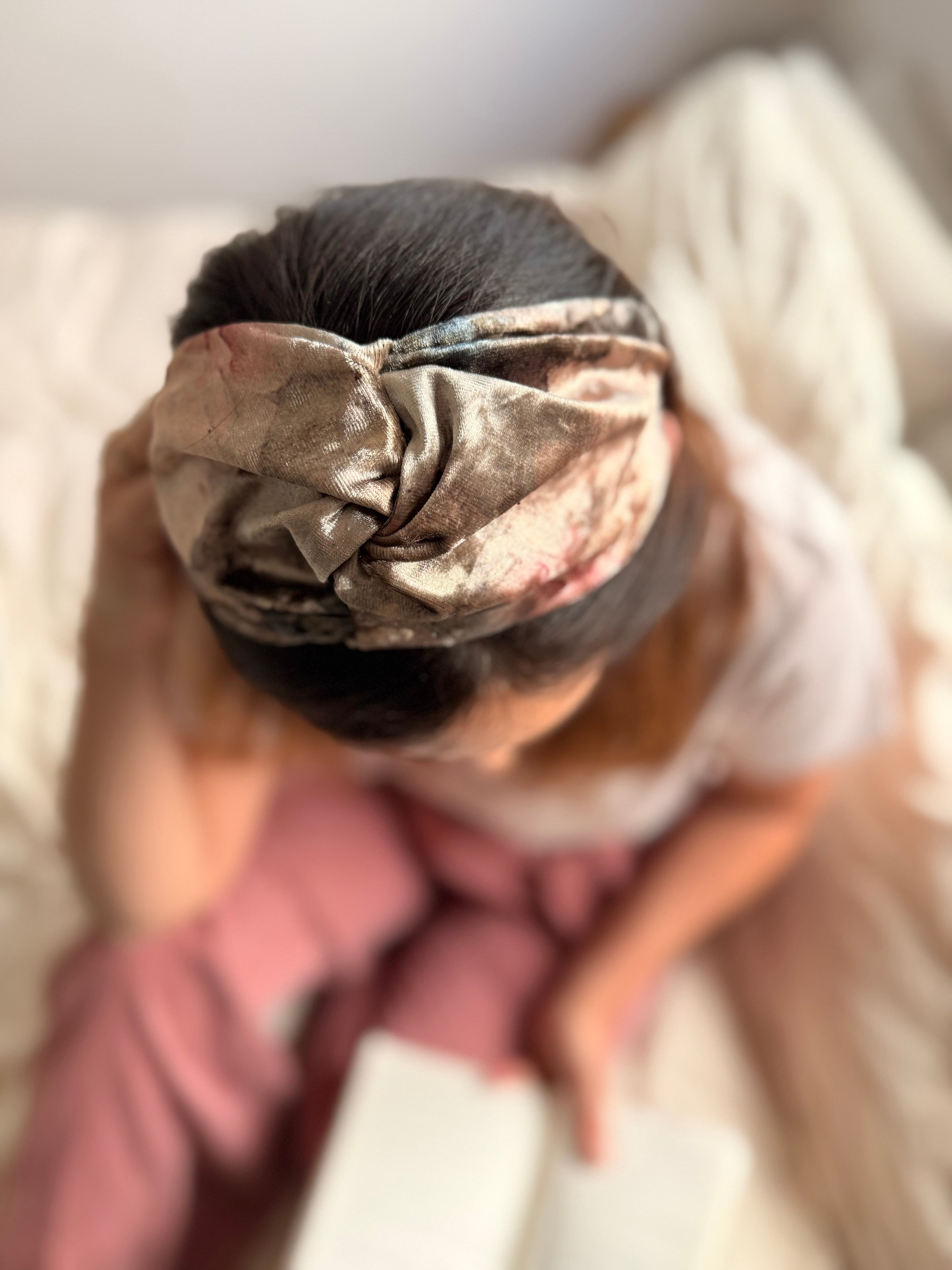 Zoe Velvet Headband, Pink Tones