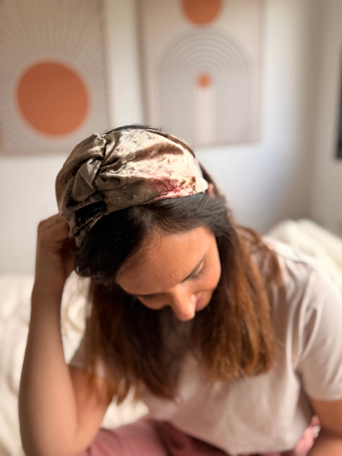 Zoe Velvet Headband, Pink Tones