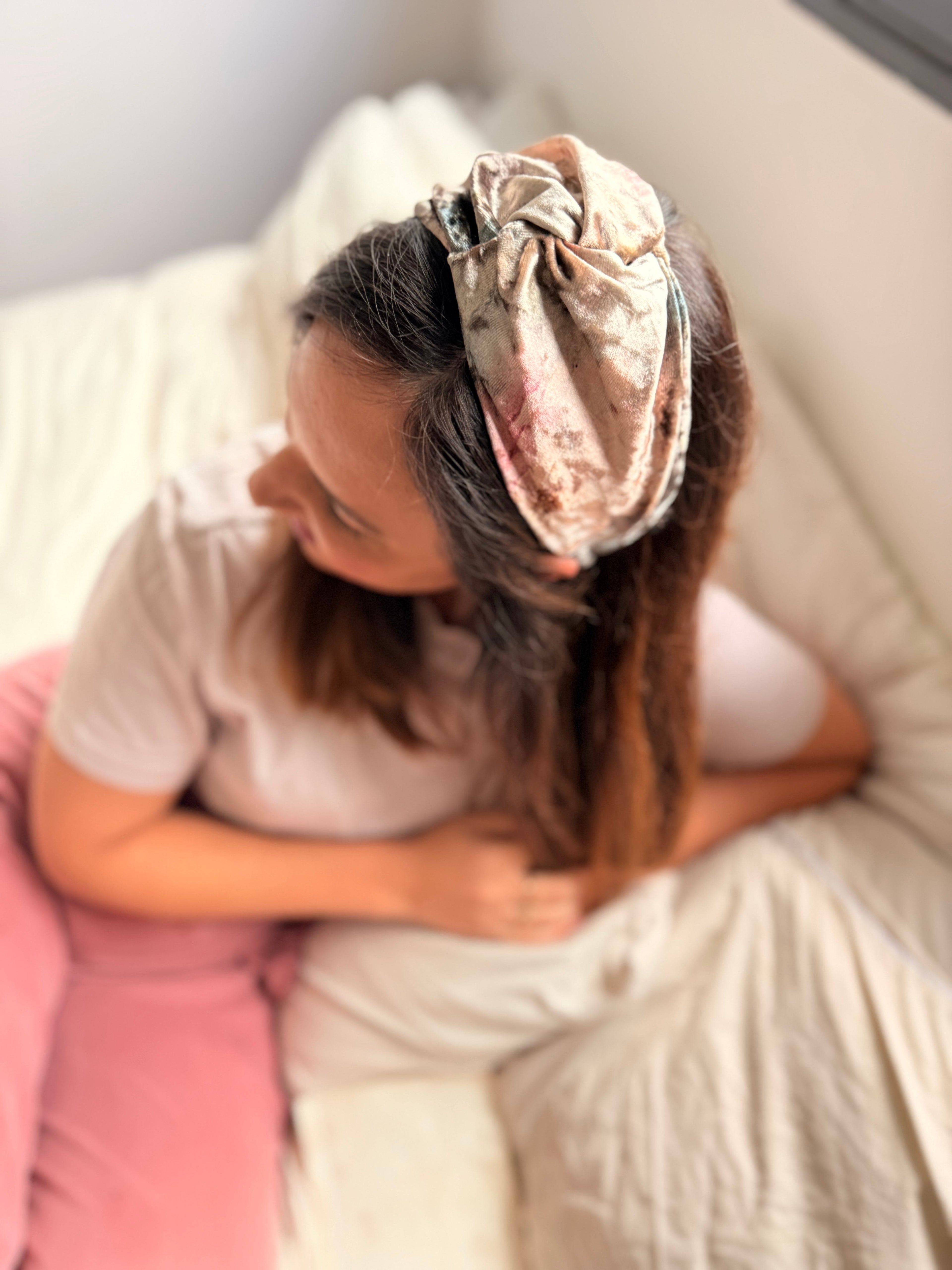 Zoe Velvet Headband, Pink Tones