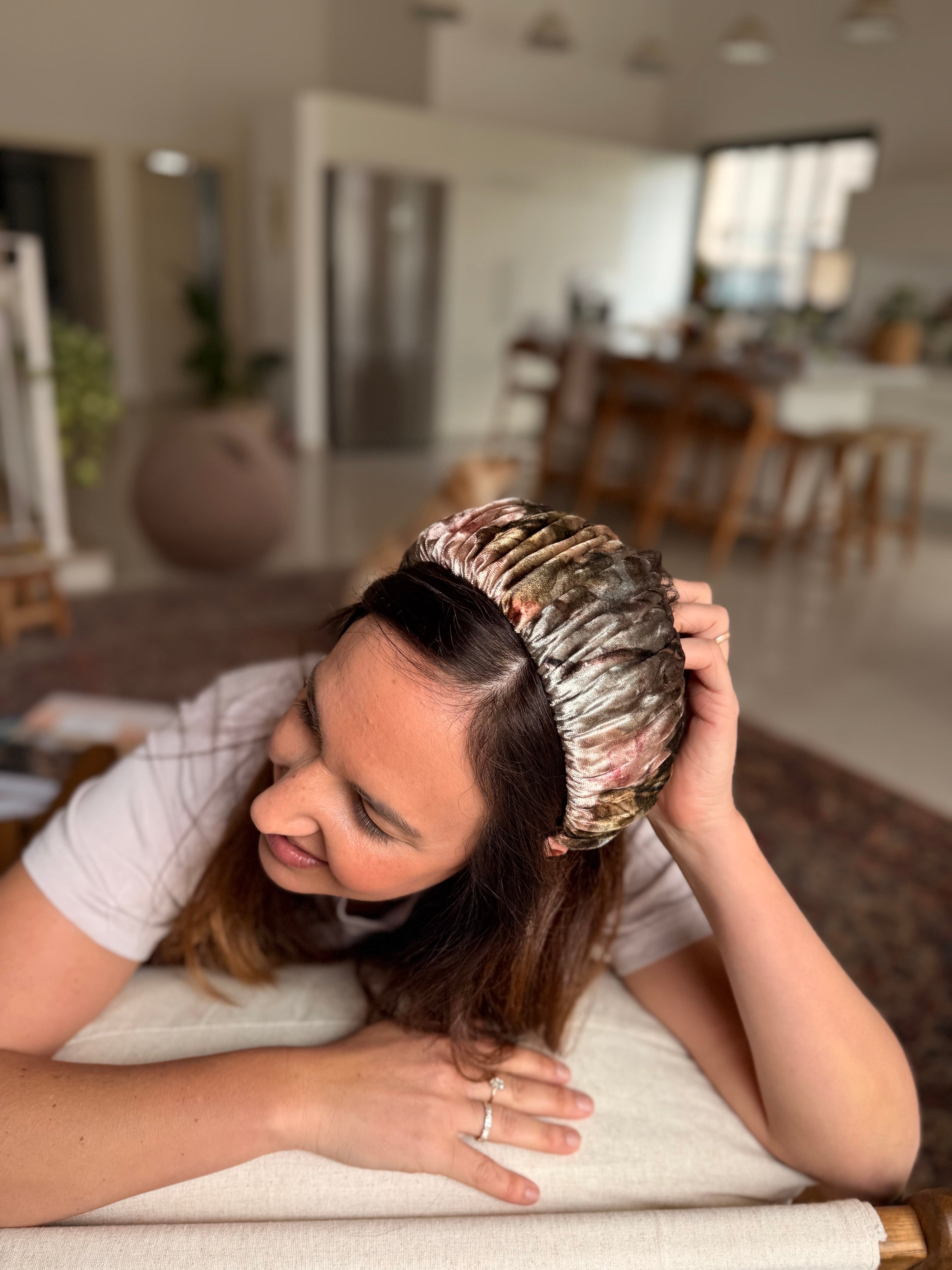 Mila Medium Velvet Headband, Pink Tones