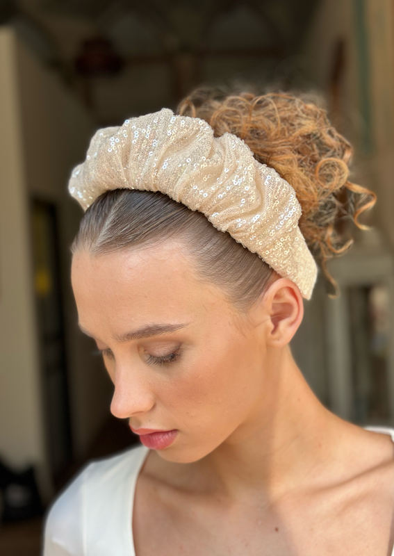 Viola Headband, Cream Sequin