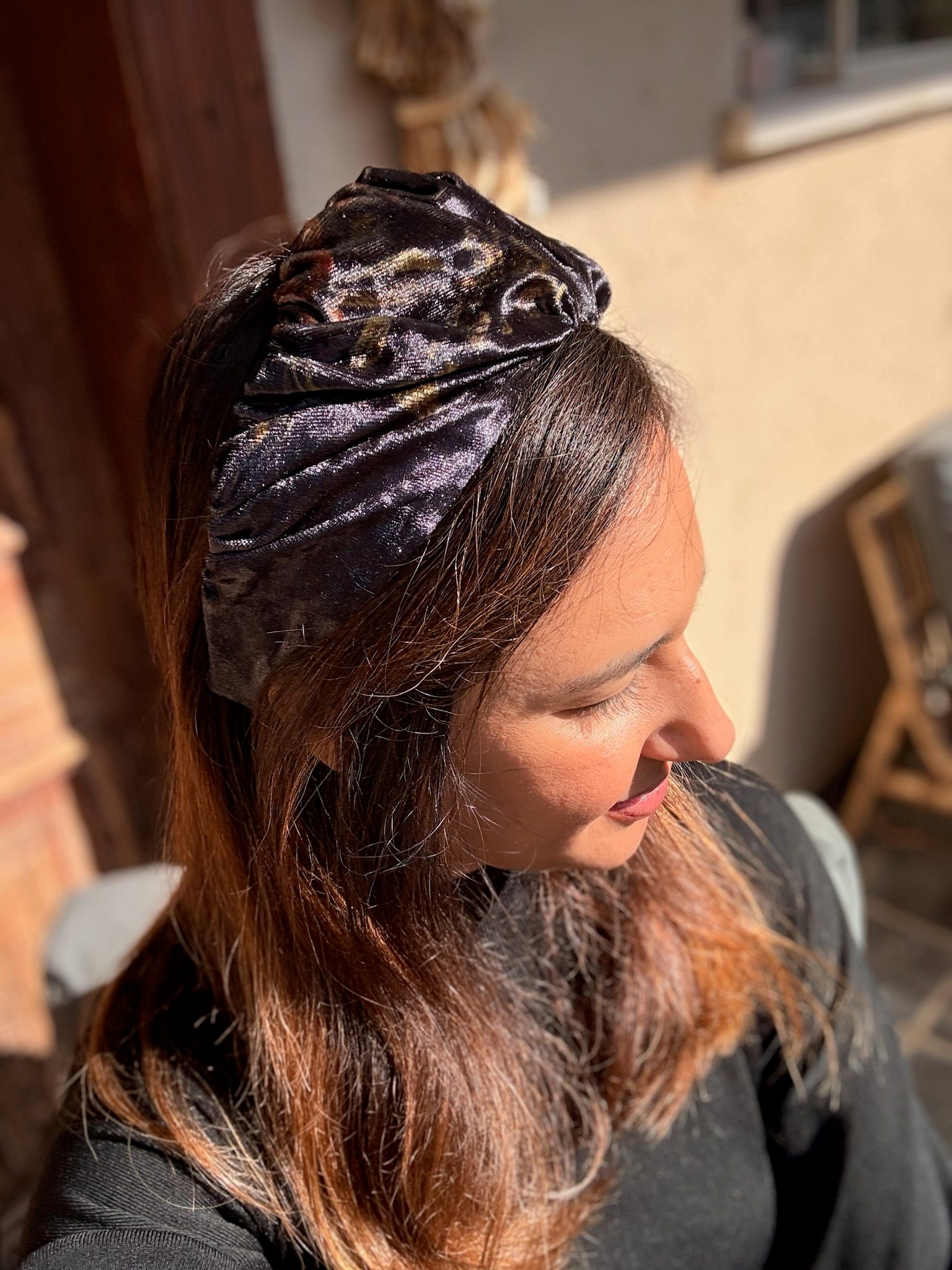 Celine Medium Velvet Headband, Deep Black