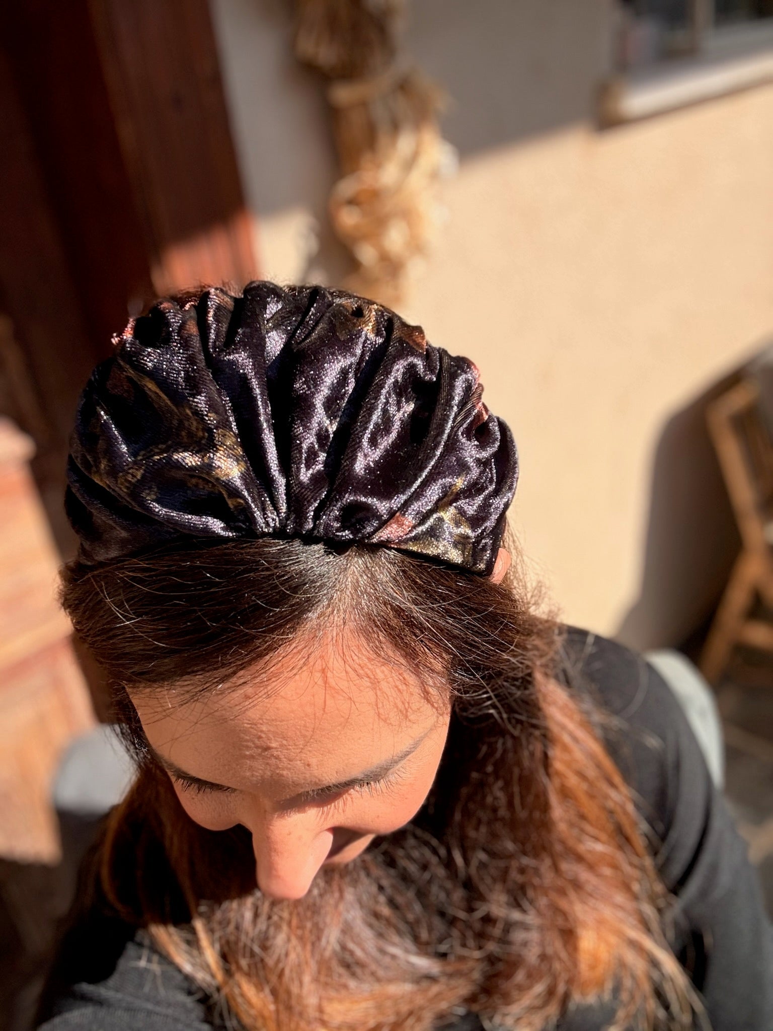 Celine Medium Velvet Headband, Deep Black