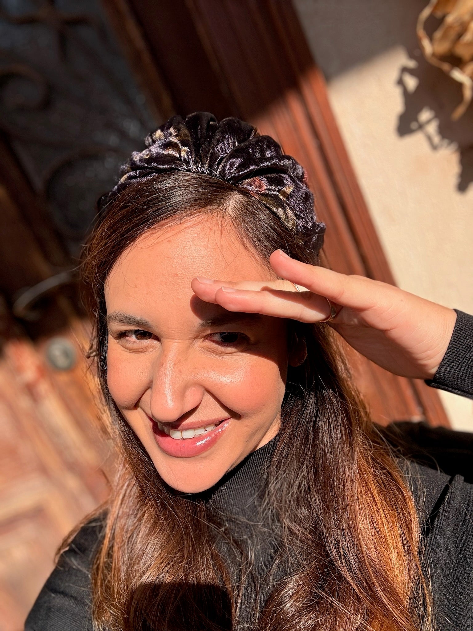 Celine Medium Velvet Headband, Deep Black