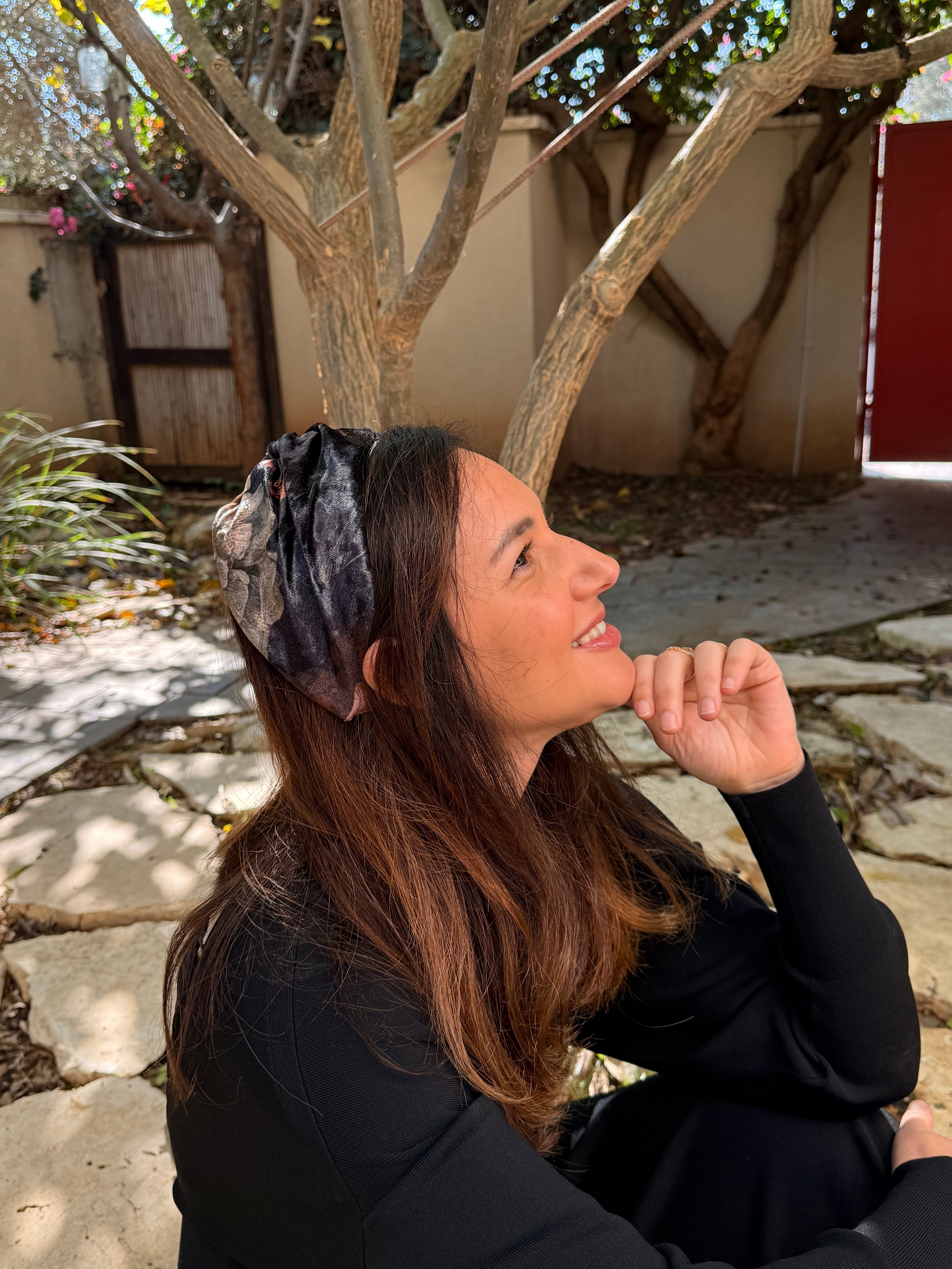 Zoe Velvet Headband, Deep Black