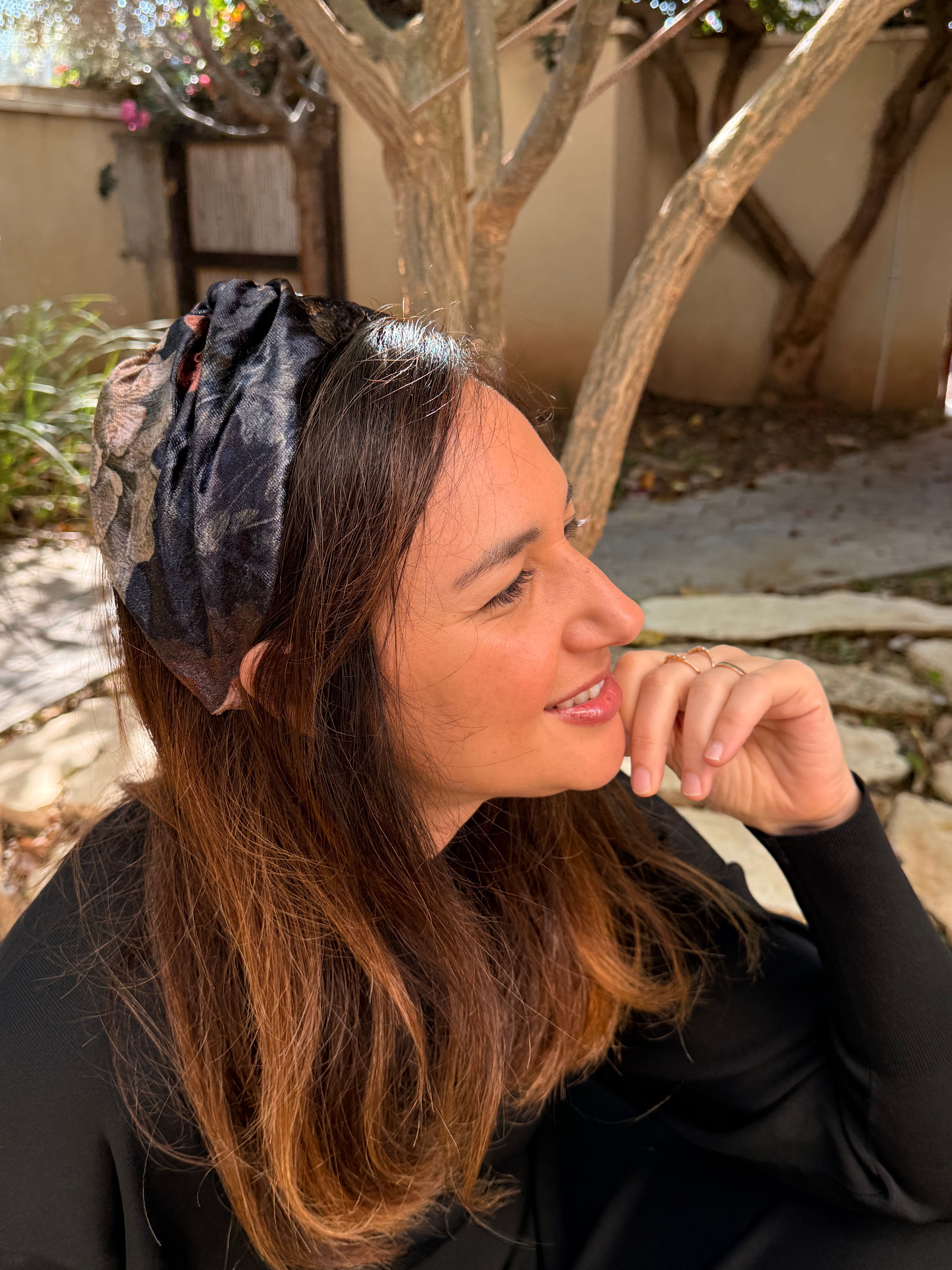 Zoe Velvet Headband, Deep Black