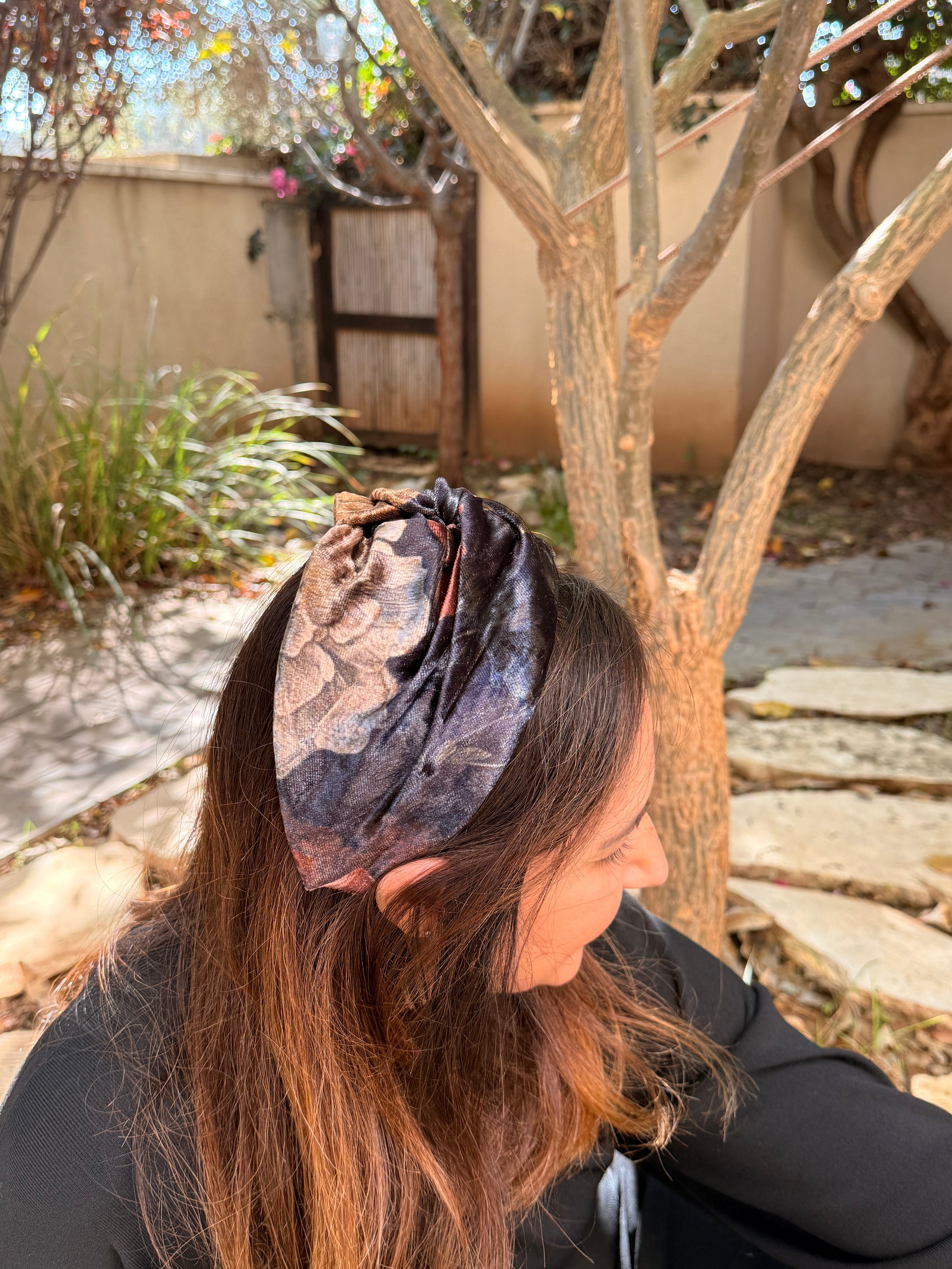 Zoe Velvet Headband, Deep Black