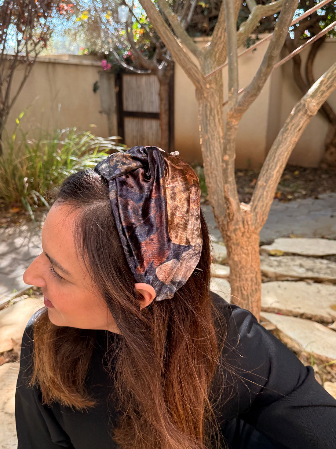 Zoe Velvet Headband, Deep Black