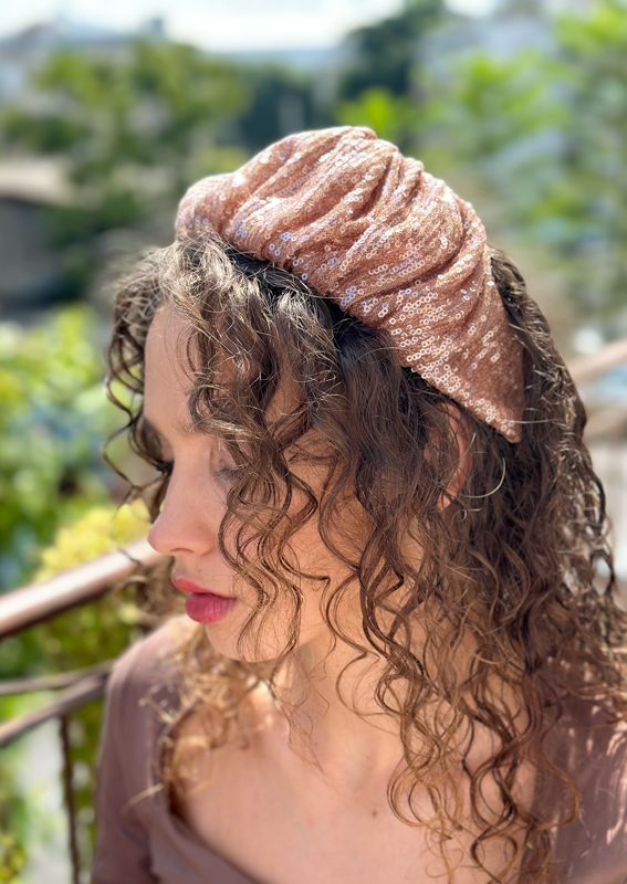 Wide Viola Headband, Mocha Sequin