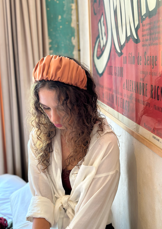 Wide Mila Headband, Brownish Orange