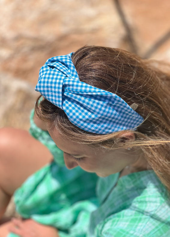 Full Circle Suf Headband, Turquoise Checkered