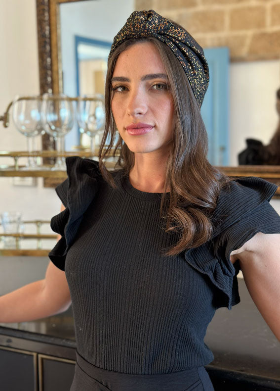 Fiori Full Circle Headband, Black & Gold