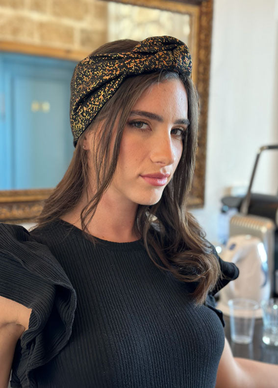 Fiori Full Circle Headband, Black & Gold