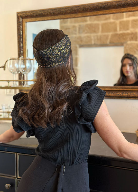 Fiori Full Circle Headband, Black & Gold